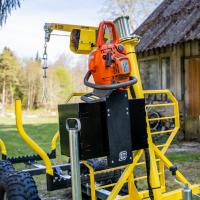 Luggage container with chainsaw holder